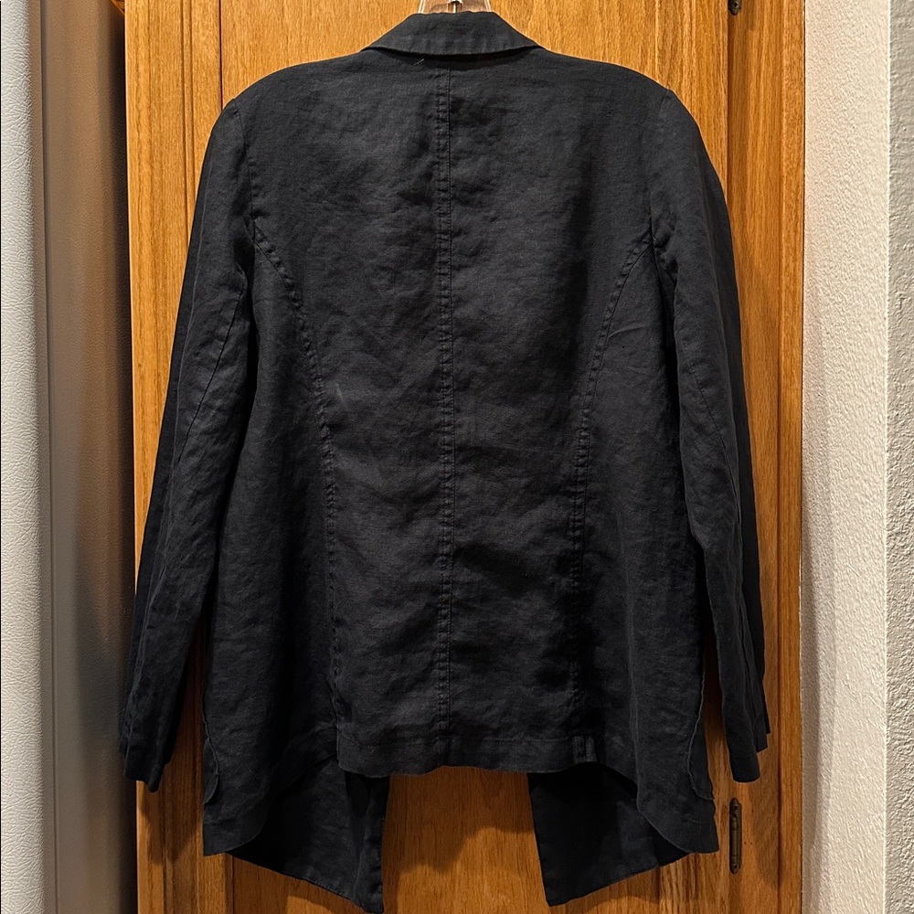 Chico's 100% Linen Open Front Summer Blazer in Black Chico Size 0 (Women's S) - Picture 6 of 8